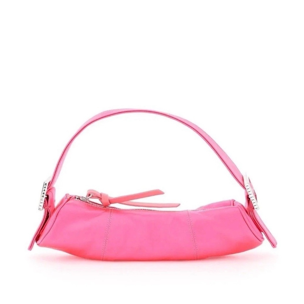 By Far Kubi Satin Diamante Rhinestone Embellished Mini Bag In Pink Fuchsia